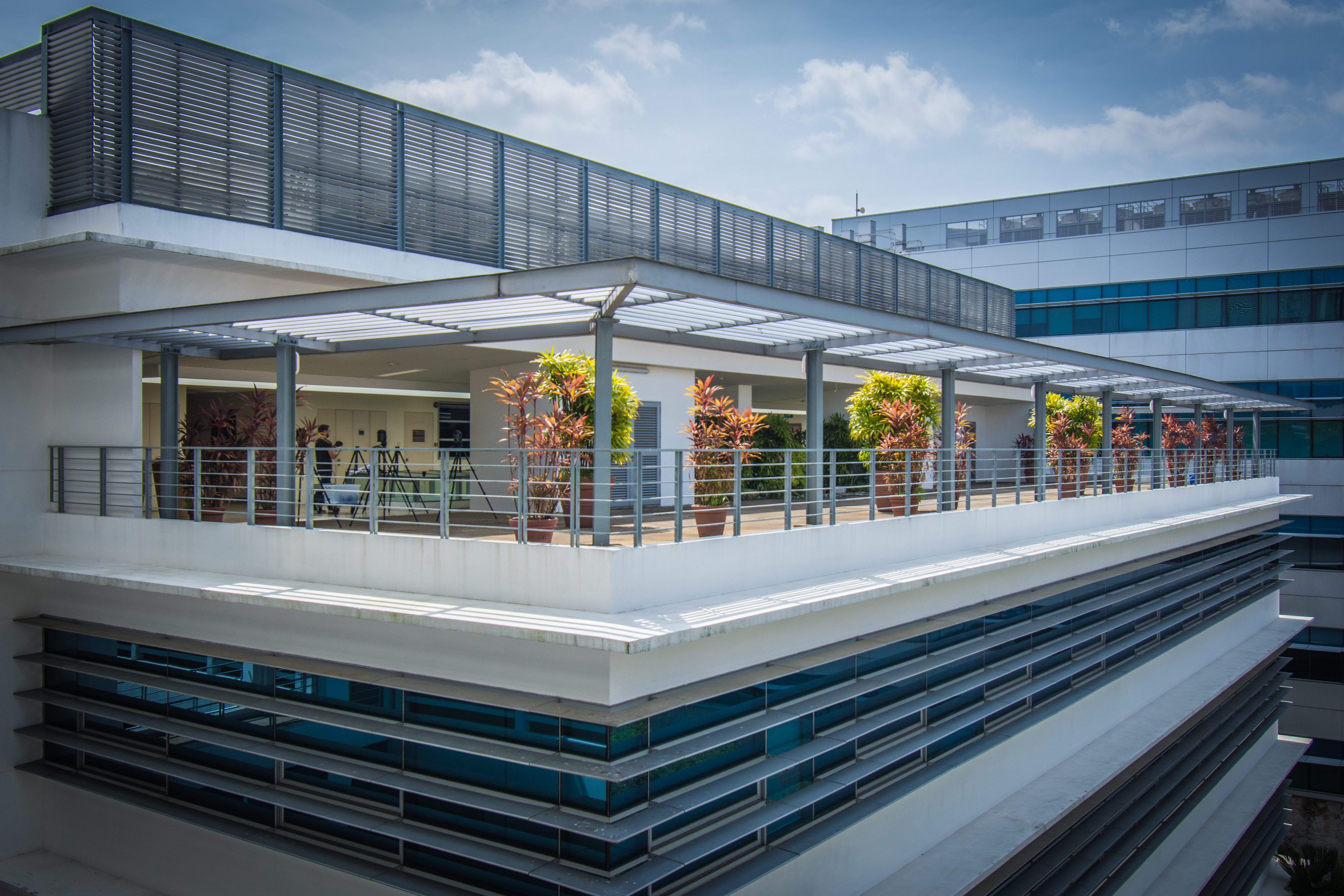 A balcony on NTU campus during a sunny day